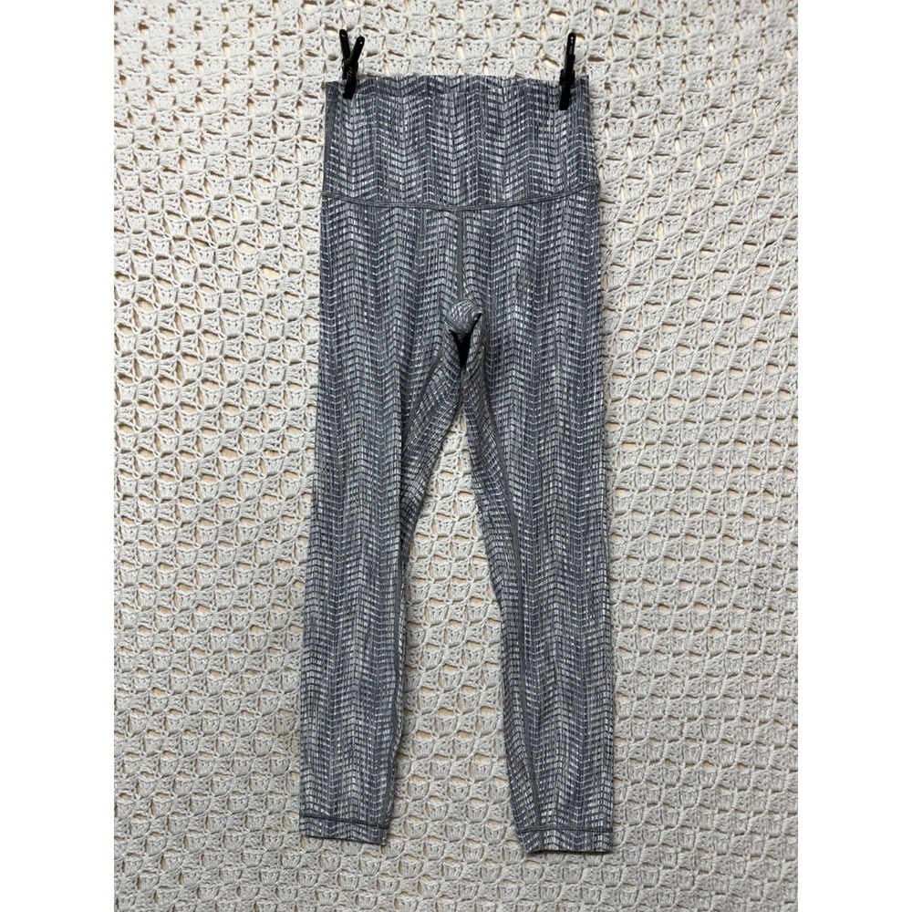 Lululemon Wunder Under Leggings Women Sz‎ 4 Gray Hi-Rise Tight Geometric Stretch - Picture 3 of 9